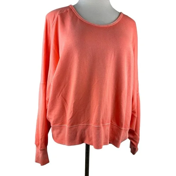 Free People Back It Up Oversized Sweatshirt Open Back Pullover Orange Medium - Picture 5 of 11